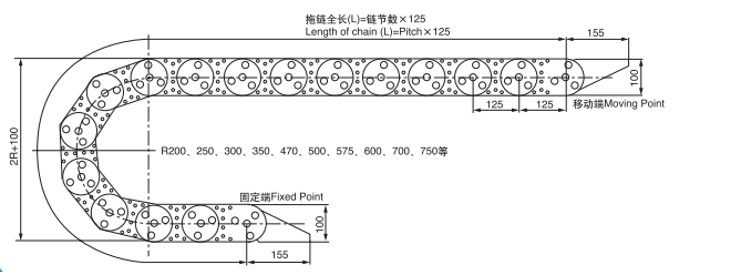 TL125 steel towline installation dimension drawing
