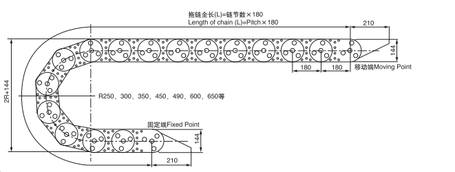 TL180 towline installation dimension drawing.