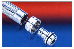 Outer braided oil and water resistant electrical hose and fittings.